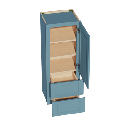 TG - WD1848: Soft Green Shaker 18"W x 48"H 1 Door & 2 Drawers Special Wall Cabinet - NextCabinets