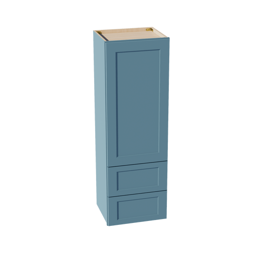 TG - WD1854: Soft Green Shaker 18"W x 54"H 1 Door & 2 Drawers Special Wall Cabinet - NextCabinets