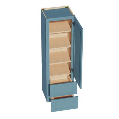 TG - WD1860: Soft Green Shaker 18"W x 60"H 1 Door & 2 Drawers Special Wall Cabinet - NextCabinets