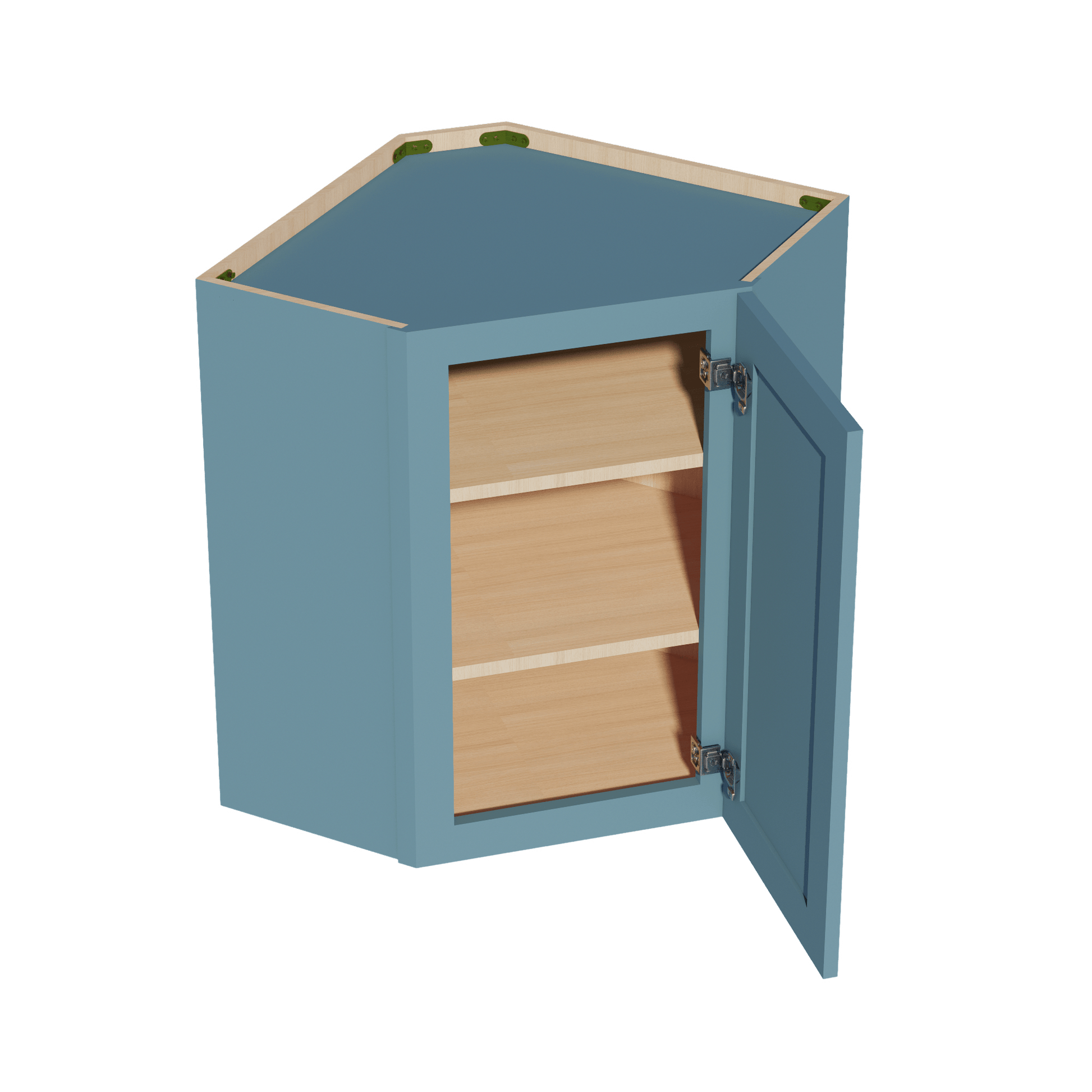 TG - WDC2430: Soft Green Shaker 24"W x 30"H 1 Door & 2 Shelves Diagonal Wall Corner Cabinet - NextCabinets