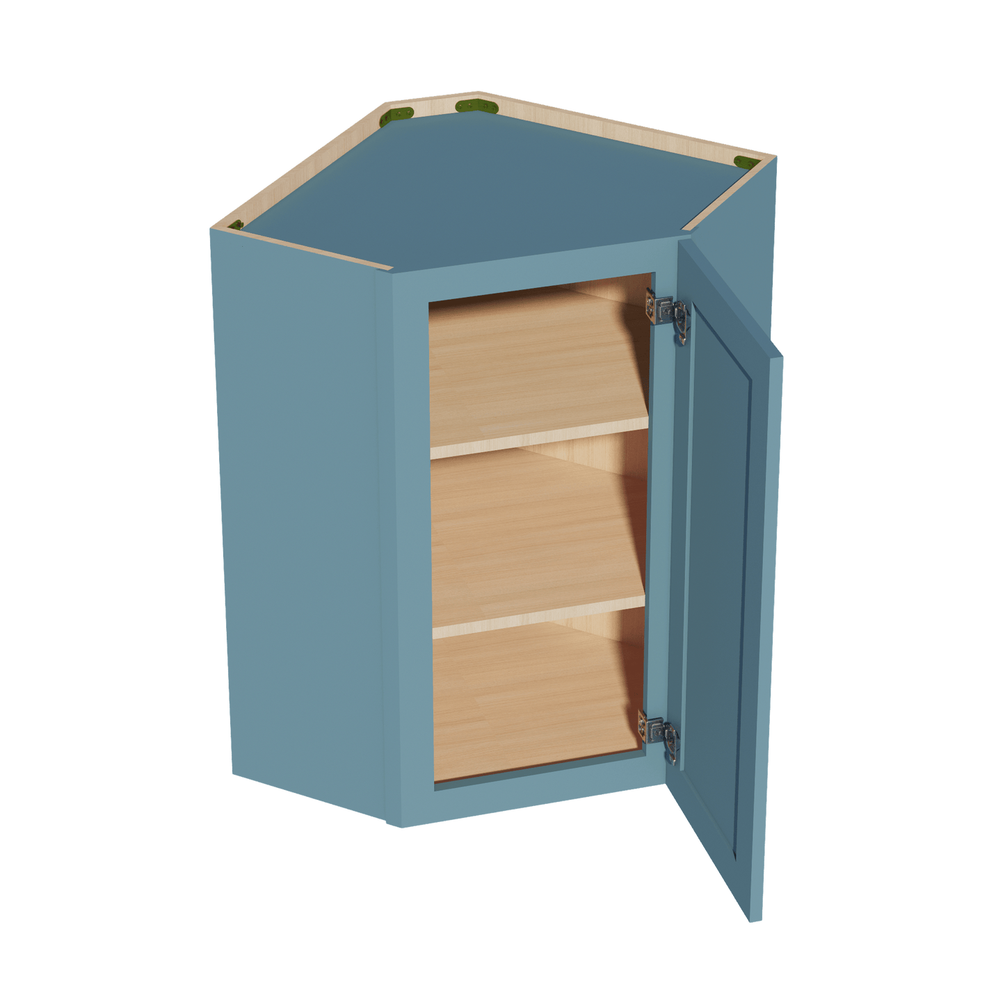 TG - WDC2436: Soft Green Shaker 24"W x 36"H 1 Door & 2 Shelves Diagonal Wall Corner Cabinet - NextCabinets