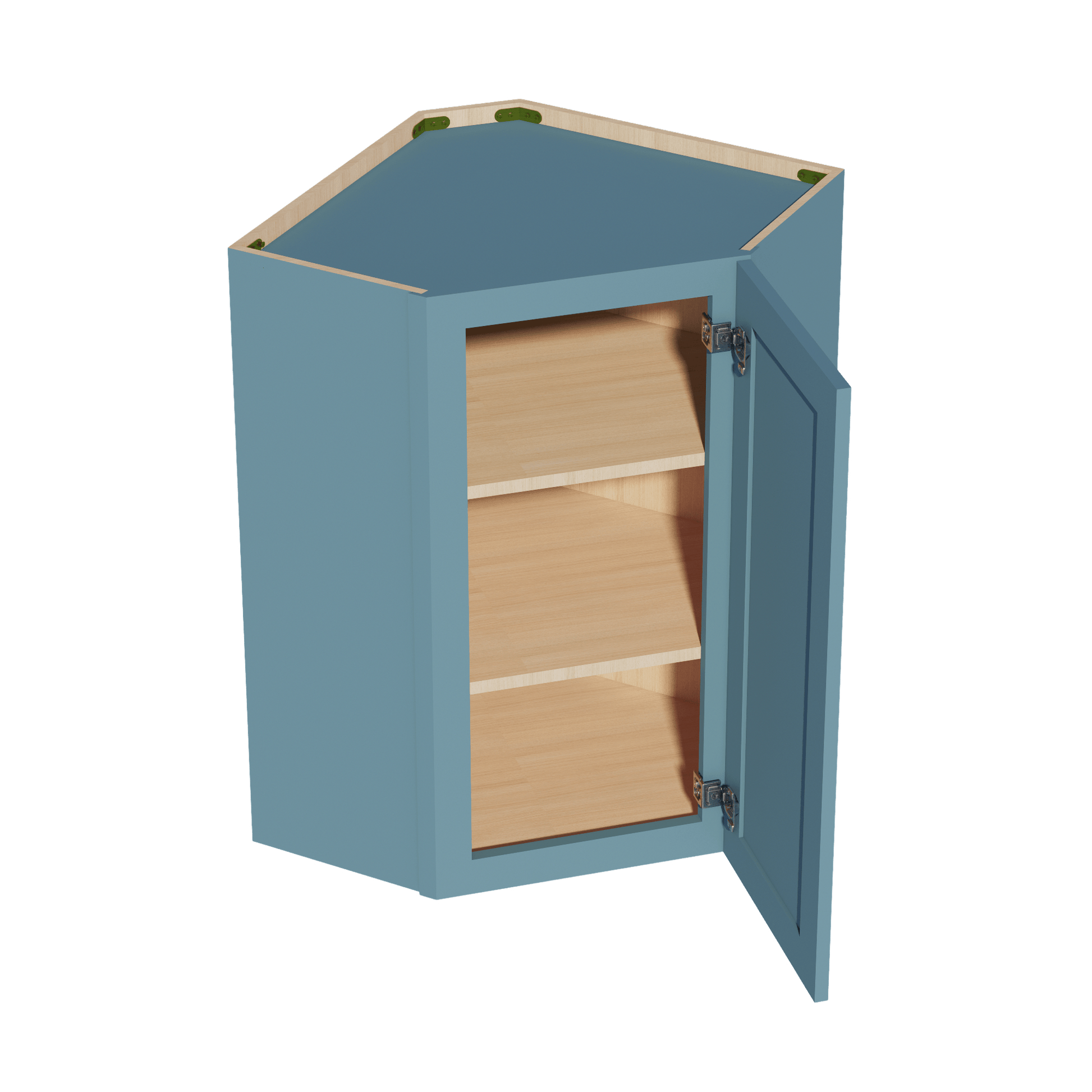 TG - WDC2436: Soft Green Shaker 24"W x 36"H 1 Door & 2 Shelves Diagonal Wall Corner Cabinet - NextCabinets