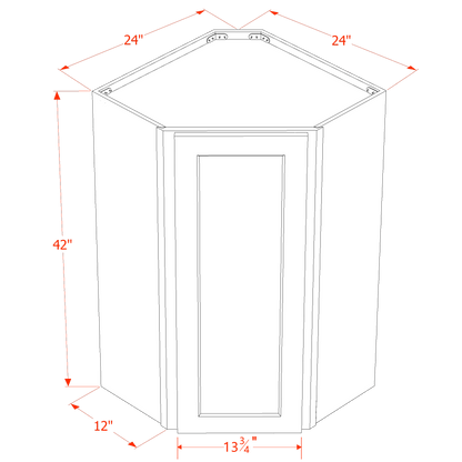 TG - WDC2442: Soft Green Shaker 24"W x 42"H 1 Door & 2 Shelves Diagonal Wall Corner Cabinet - NextCabinets