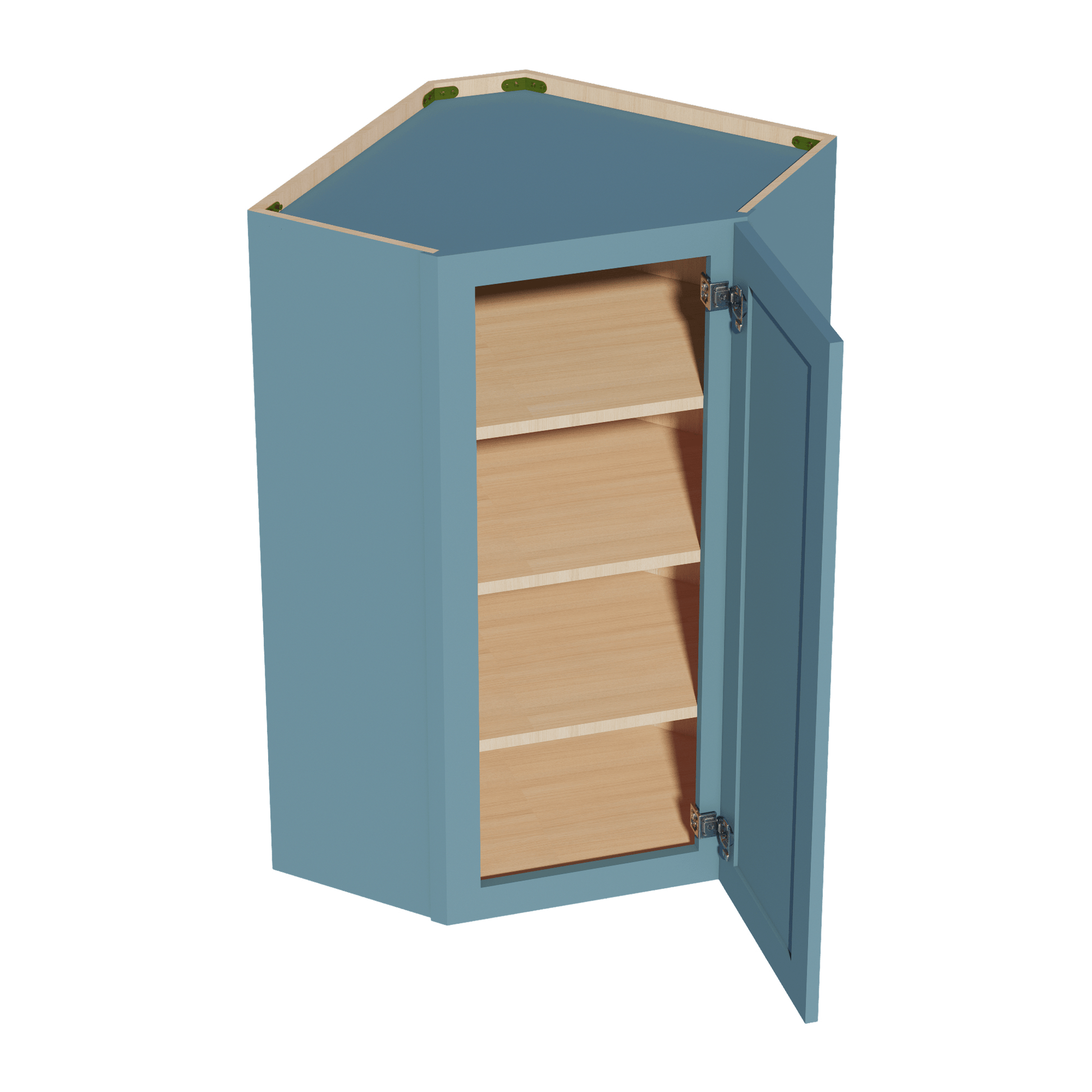 TG - WDC2442: Soft Green Shaker 24"W x 42"H 1 Door & 2 Shelves Diagonal Wall Corner Cabinet - NextCabinets