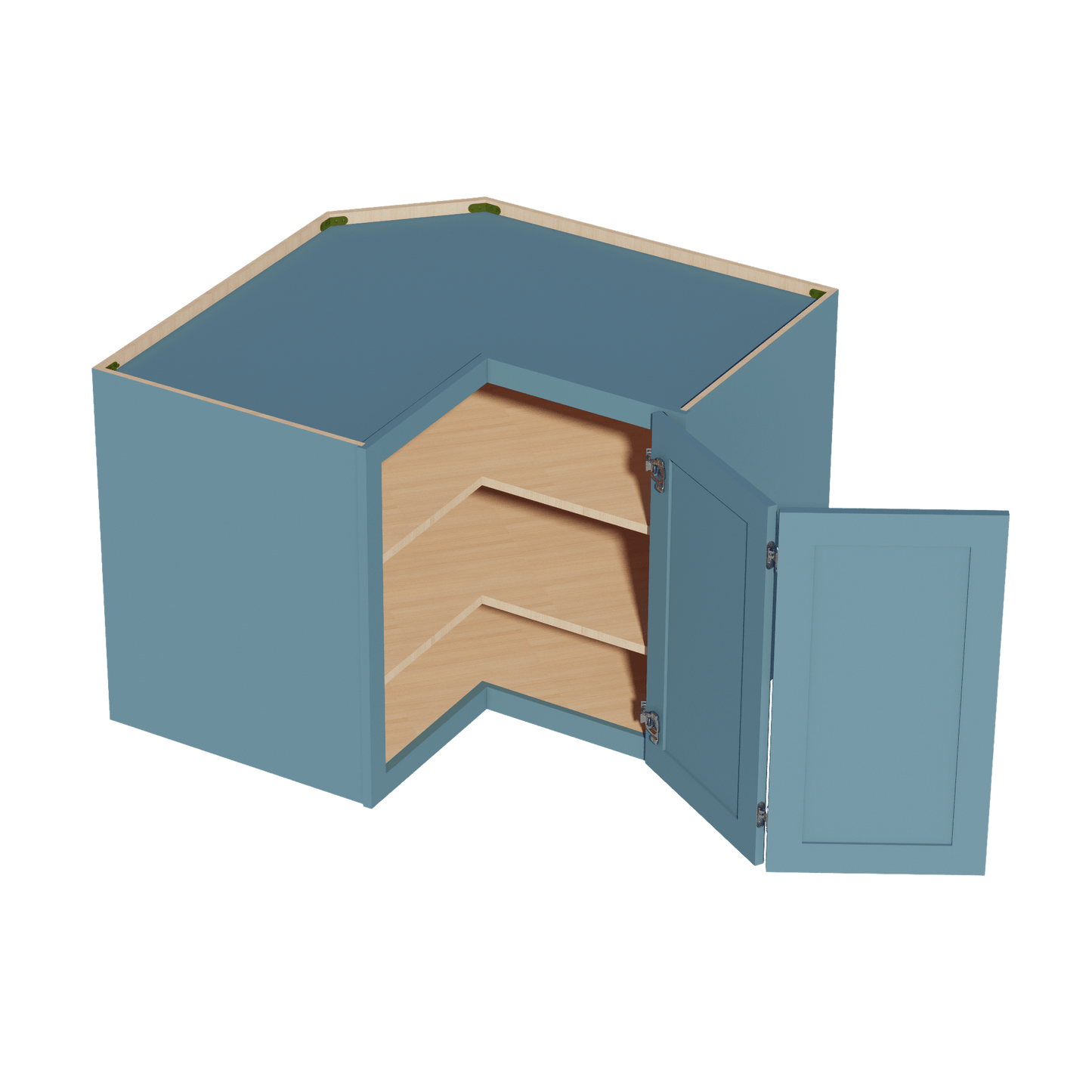 TG - WPC2430: Soft Green Shaker 24"W x 30"H 1 Door & 2 Shelves Pie Cut Wall Corner Cabinet - NextCabinets