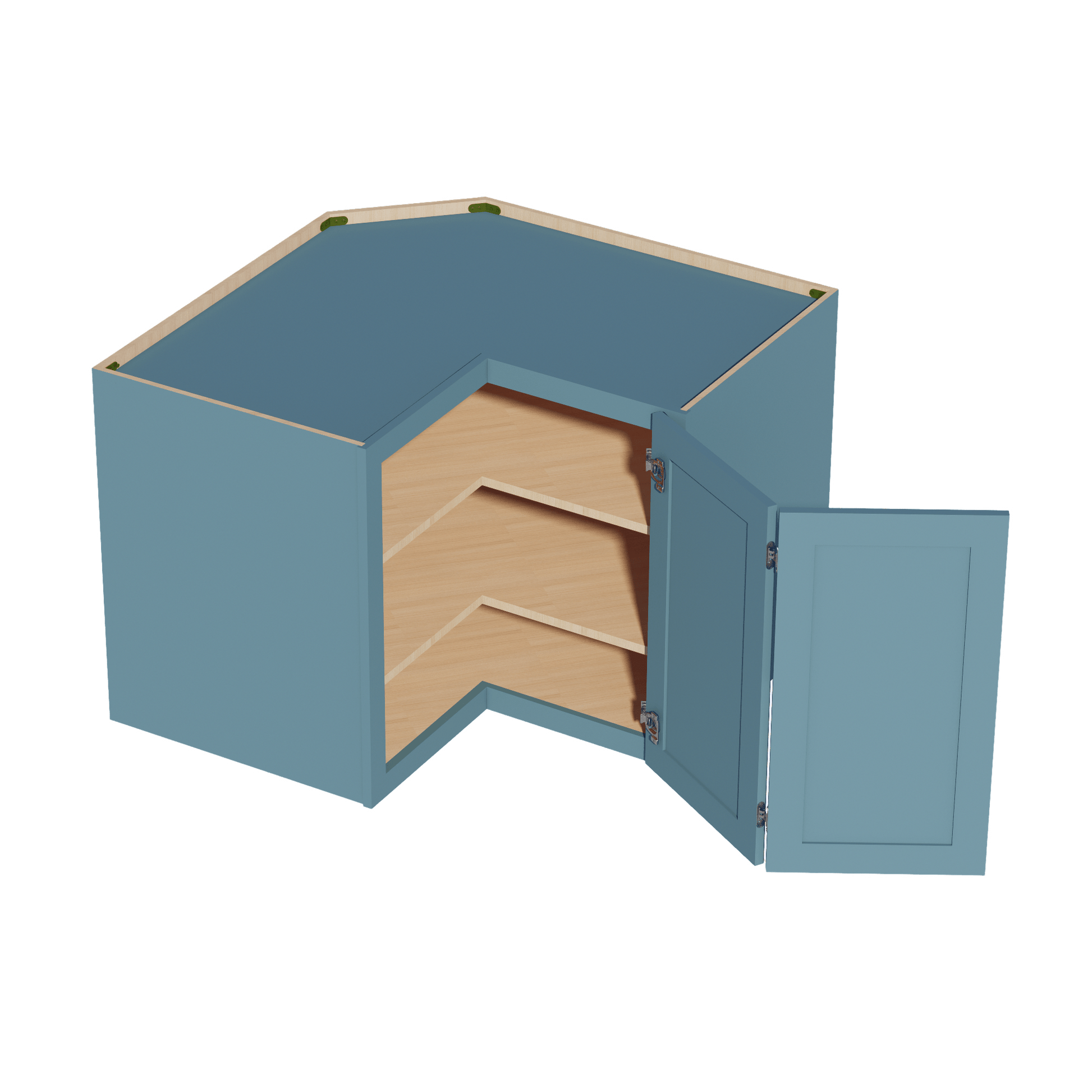 TG - WPC2430: Soft Green Shaker 24"W x 30"H 1 Door & 2 Shelves Pie Cut Wall Corner Cabinet - NextCabinets