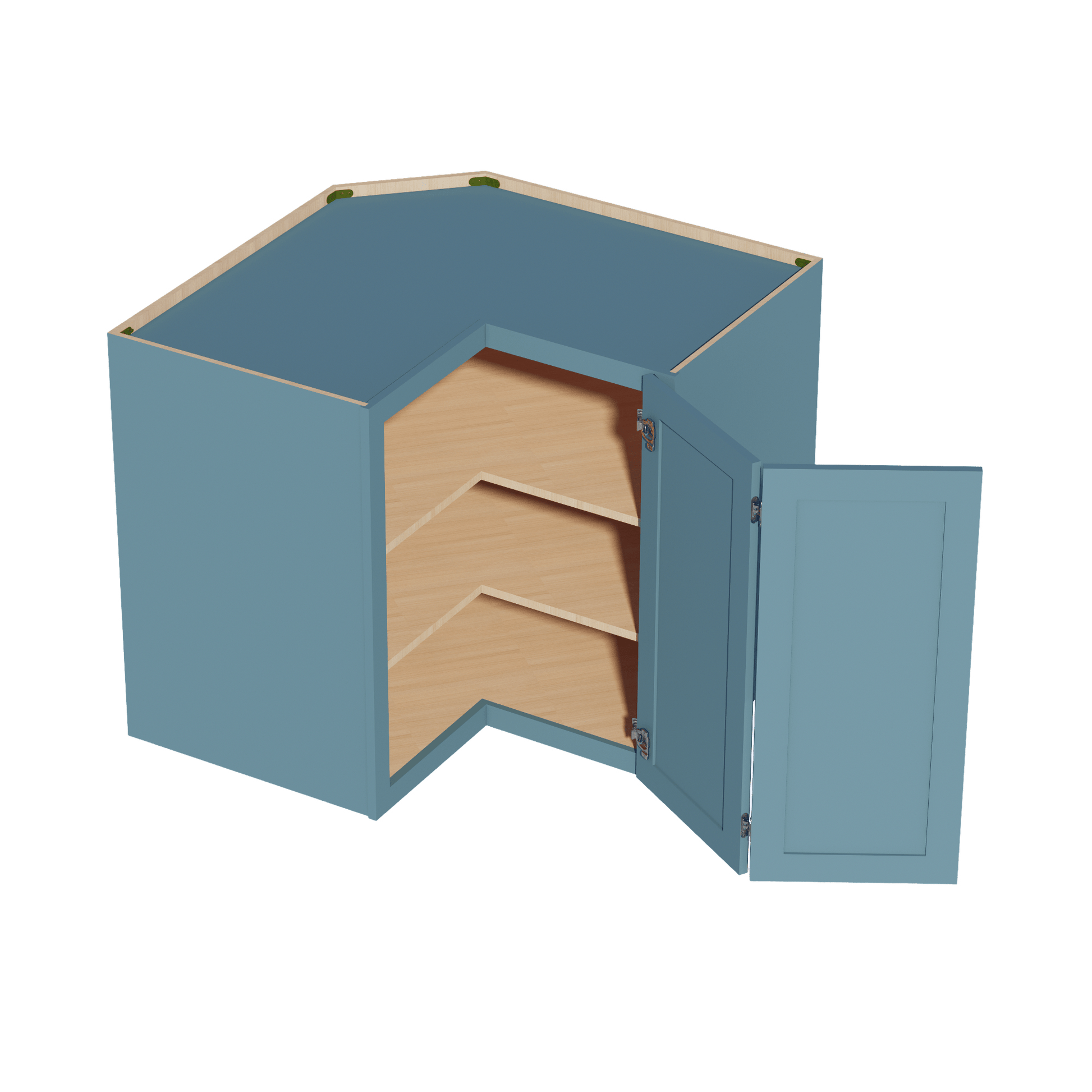 TG - WPC2436: Soft Green Shaker 24"W x 36"H 1 Door & 2 Shelves Pie Cut Wall Corner Cabinet - NextCabinets