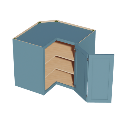 TG - WPC2436: Soft Green Shaker 24"W x 36"H 1 Door & 2 Shelves Pie Cut Wall Corner Cabinet - NextCabinets