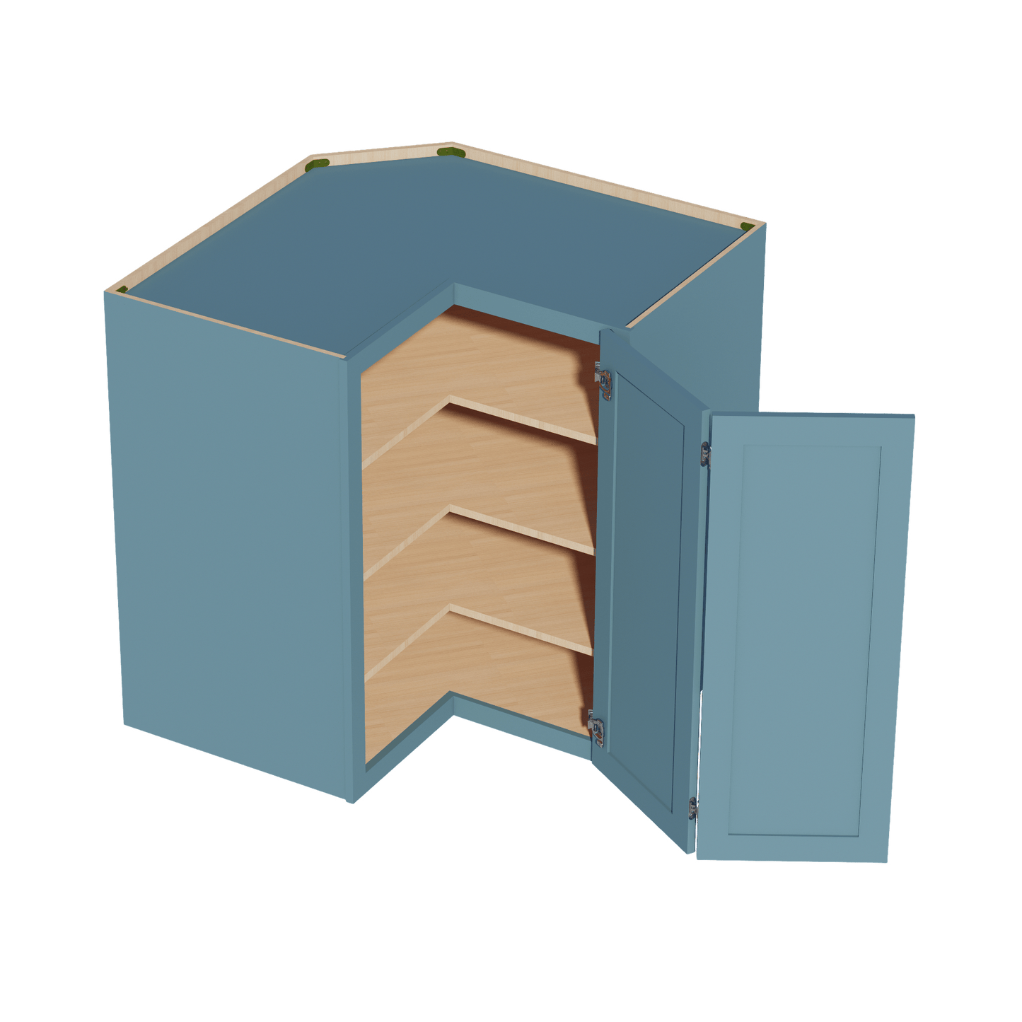 TG - WPC2442: Soft Green Shaker 24"W x 42"H 1 Door & 3 Shelves Pie Cut Wall Corner Cabinet - NextCabinets