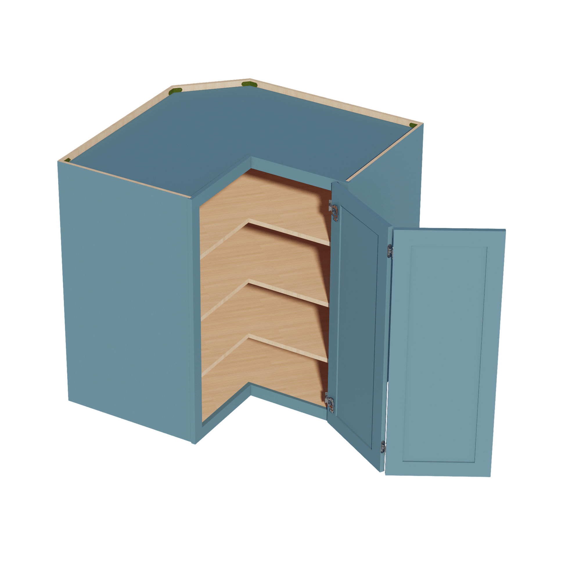 TG - WPC2442: Soft Green Shaker 24"W x 42"H 1 Door & 3 Shelves Pie Cut Wall Corner Cabinet - NextCabinets