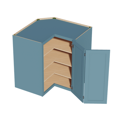 TG - WPC2442: Soft Green Shaker 24"W x 42"H 1 Door & 3 Shelves Pie Cut Wall Corner Cabinet - NextCabinets