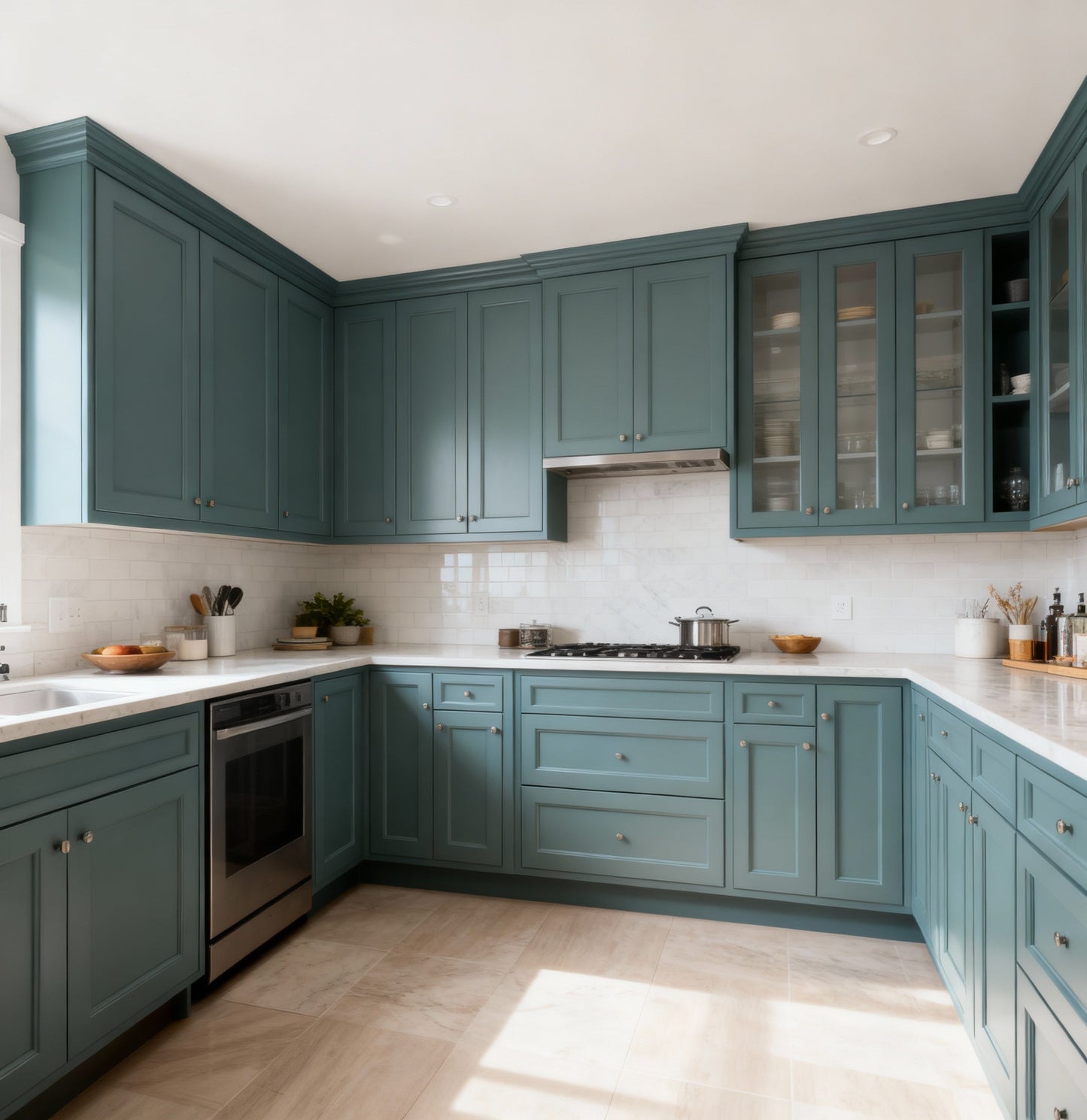 Teal Green Shaker 10x10 RTA Cabinets