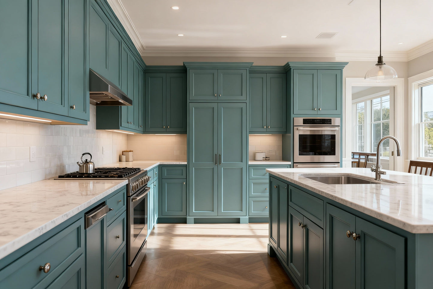 Teal Green Shaker 10x10 RTA Cabinets