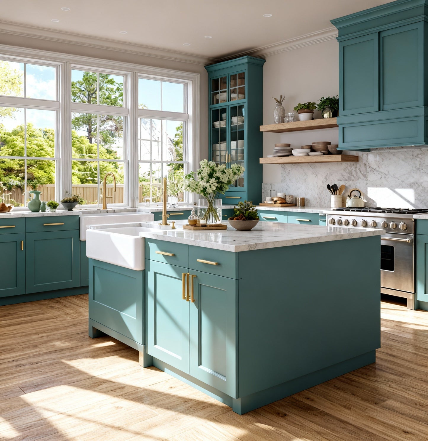 Teal Green Shaker 10x10 RTA Cabinets