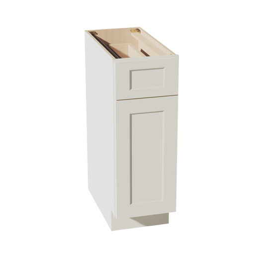 TW - B12: Creamy White Shaker 12" 1 Drawer 1 Door Standard Base Cabinet - NextCabinets