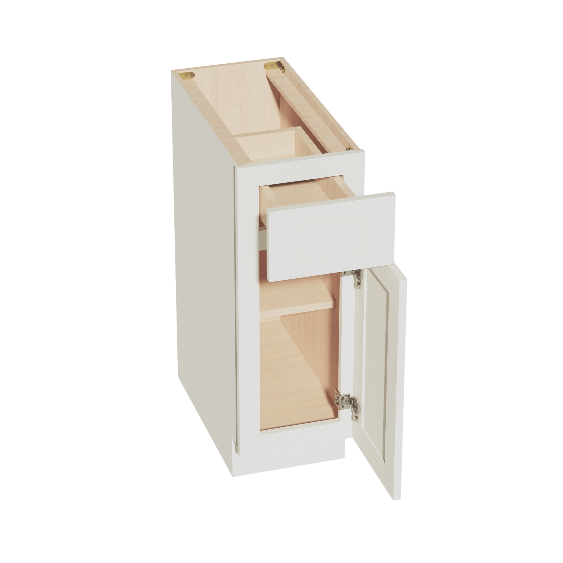 TW - B12: Creamy White Shaker 12" 1 Drawer 1 Door Standard Base Cabinet - NextCabinets