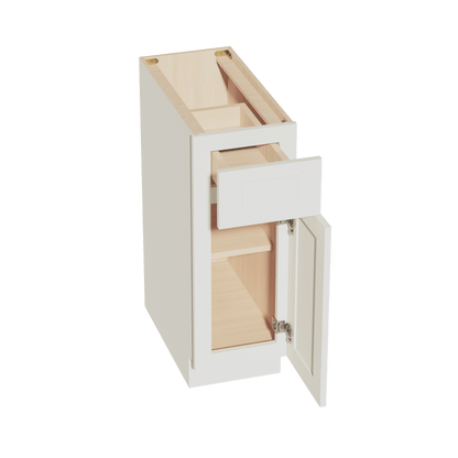 TW - B12: Creamy White Shaker 12" 1 Drawer 1 Door Standard Base Cabinet - NextCabinets