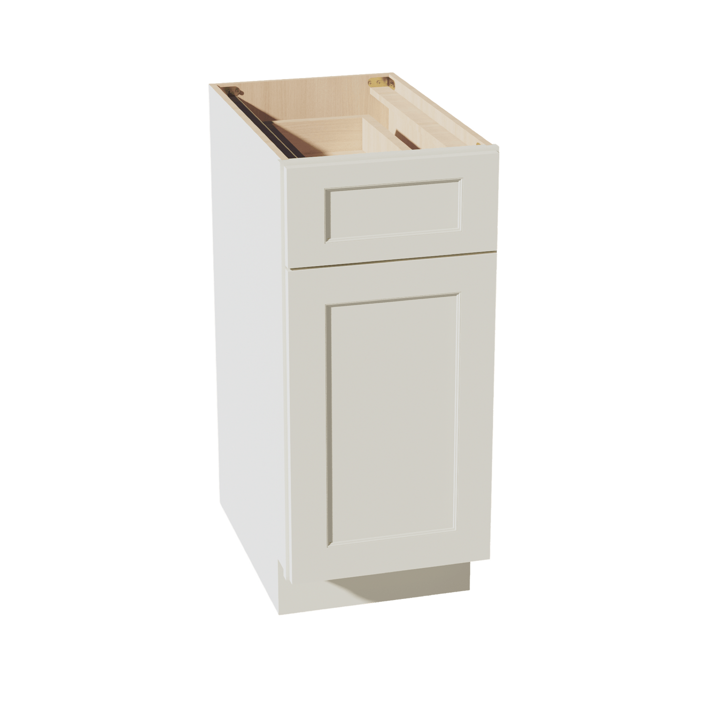 TW - B15: Creamy White Shaker 15" 1 Drawer 1 Door Standard Base Cabinet - NextCabinets