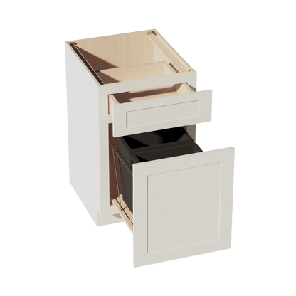 TW - B18TR: Creamy White Shaker 18" 1 Drawer Trash Pull Out Base Cabinet - NextCabinets