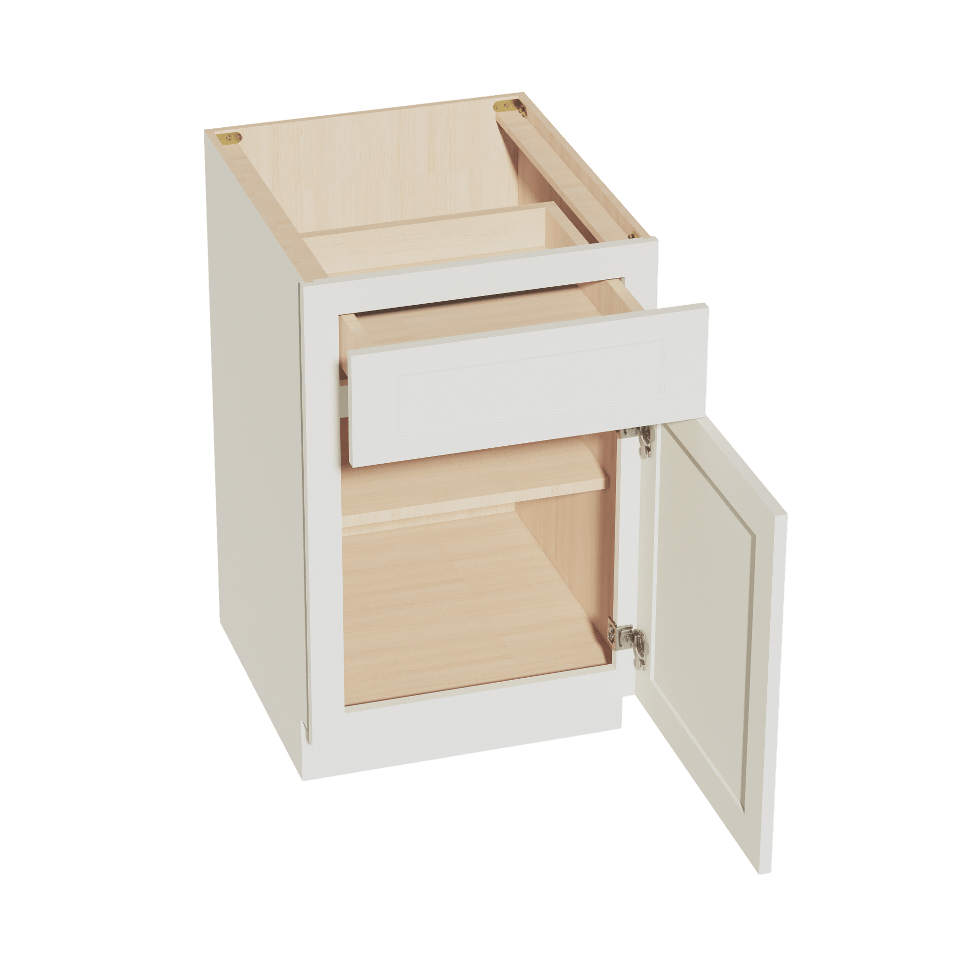 TW - B21: Creamy White Shaker 21" 1 Drawer 1 Door Standard Base Cabinet - NextCabinets