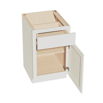 TW - B21: Creamy White Shaker 21" 1 Drawer 1 Door Standard Base Cabinet - NextCabinets