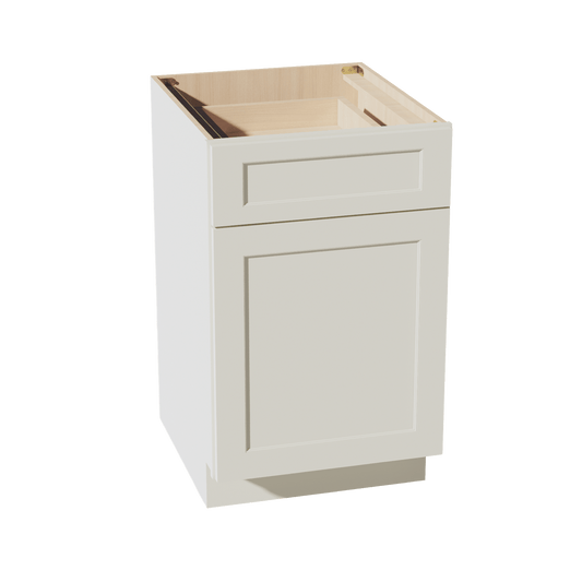 TW - B21: Creamy White Shaker 21" 1 Drawer 1 Door Standard Base Cabinet - NextCabinets