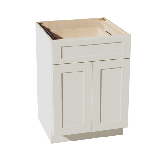 TW - B24: Creamy White Shaker 24" 1 Drawer 2 Doors Standard Base Cabinet - NextCabinets