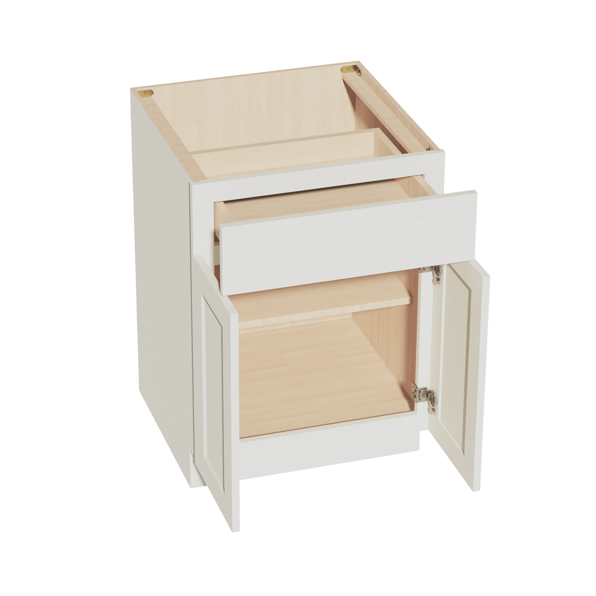 TW - B24: Creamy White Shaker 24" 1 Drawer 2 Doors Standard Base Cabinet - NextCabinets
