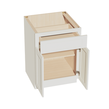 TW - B24: Creamy White Shaker 24" 1 Drawer 2 Doors Standard Base Cabinet - NextCabinets