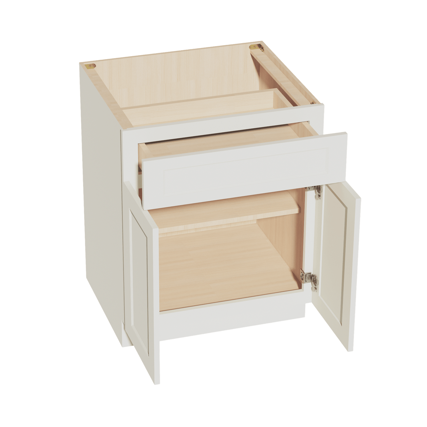 TW - B27: Creamy White Shaker 27" 1 Drawer 2 Doors Standard Base Cabinet - NextCabinets