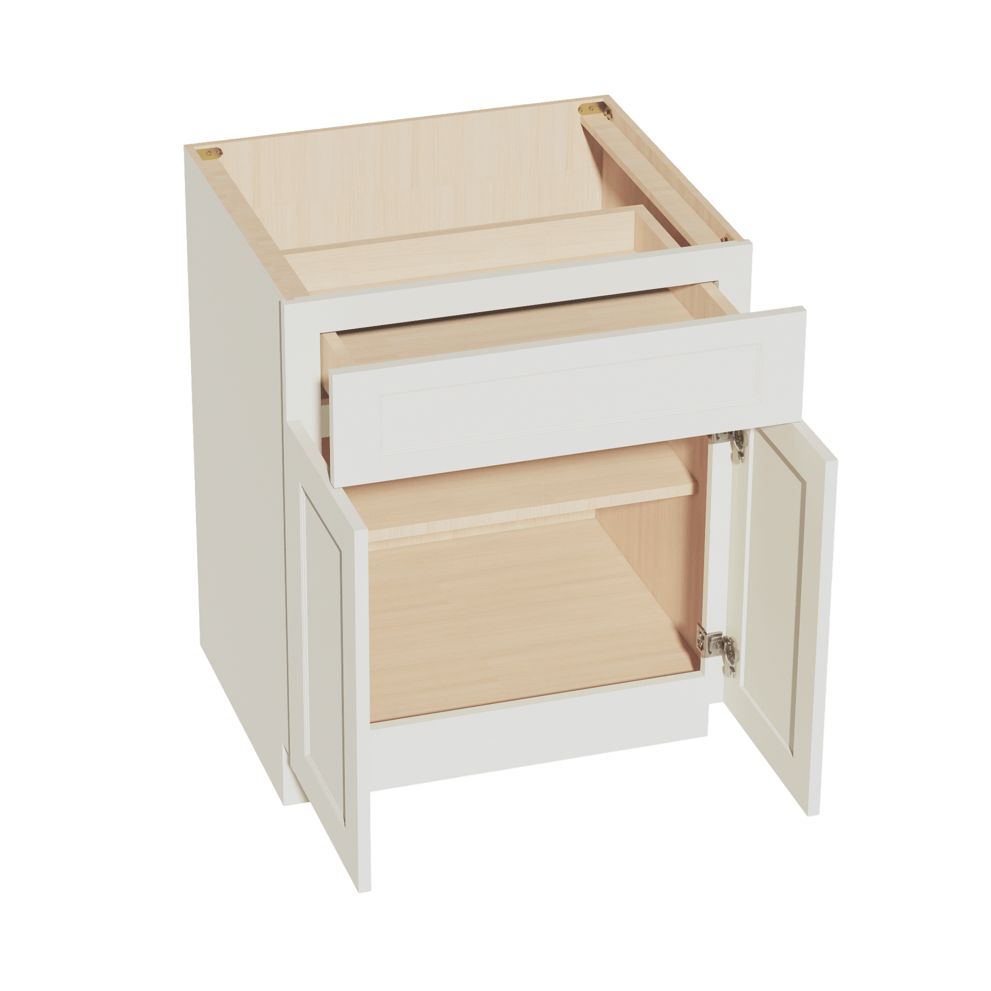 TW - B27: Creamy White Shaker 27" 1 Drawer 2 Doors Standard Base Cabinet - NextCabinets