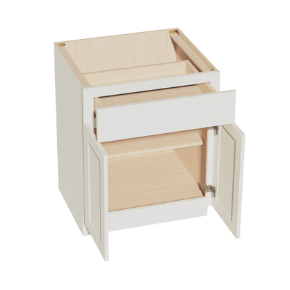 TW - B27: Creamy White Shaker 27" 1 Drawer 2 Doors Standard Base Cabinet - NextCabinets