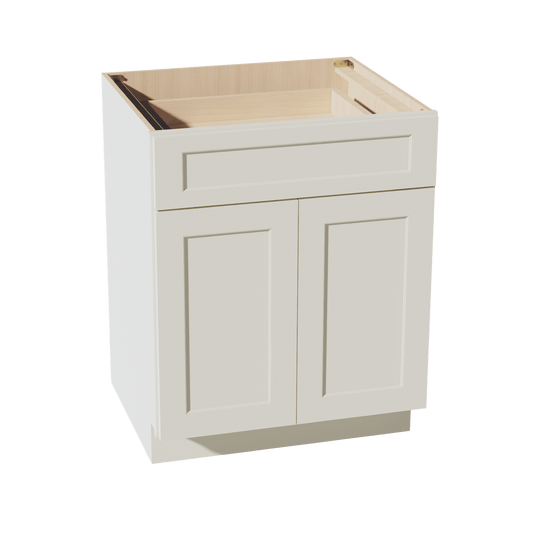 TW - B27: Creamy White Shaker 27" 1 Drawer 2 Doors Standard Base Cabinet - NextCabinets