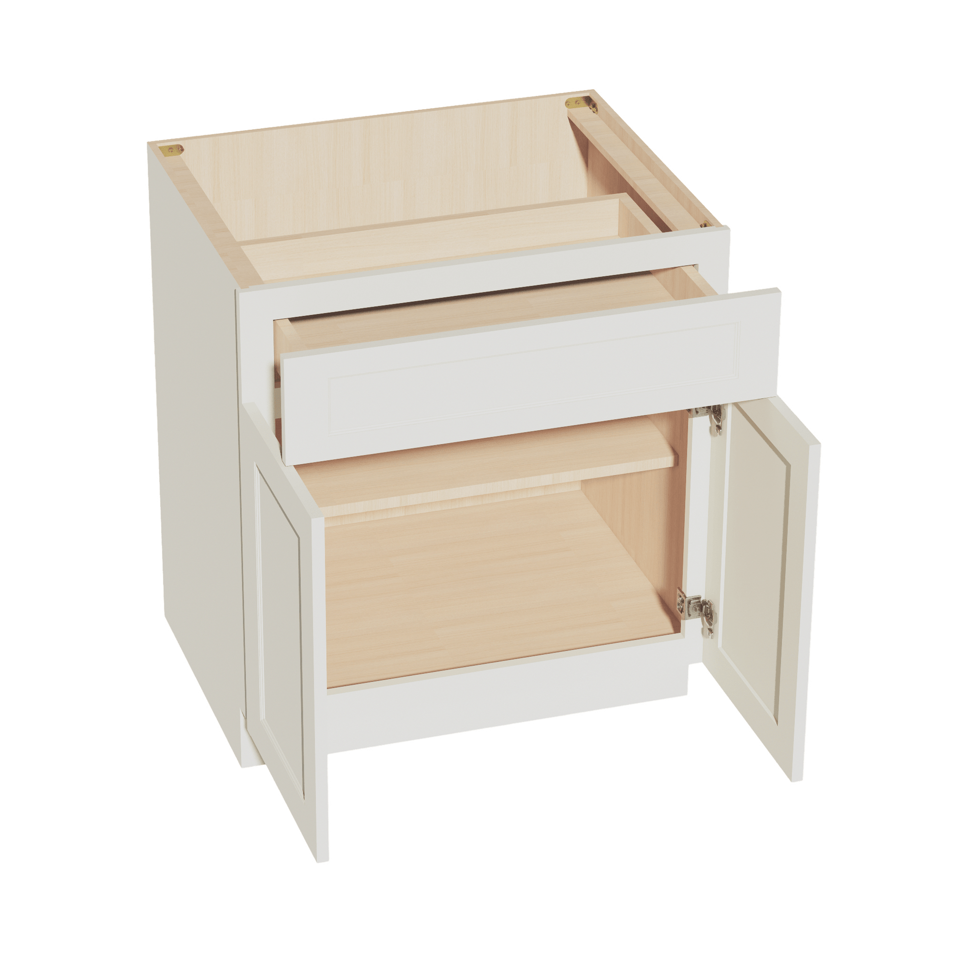 TW - B30: Creamy White Shaker 30" 1 Drawer 2 Doors Standard Base Cabinet - NextCabinets