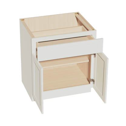 TW - B30: Creamy White Shaker 30" 1 Drawer 2 Doors Standard Base Cabinet - NextCabinets
