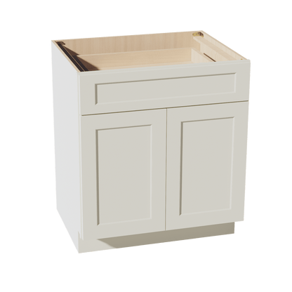 TW - B30: Creamy White Shaker 30" 1 Drawer 2 Doors Standard Base Cabinet - NextCabinets
