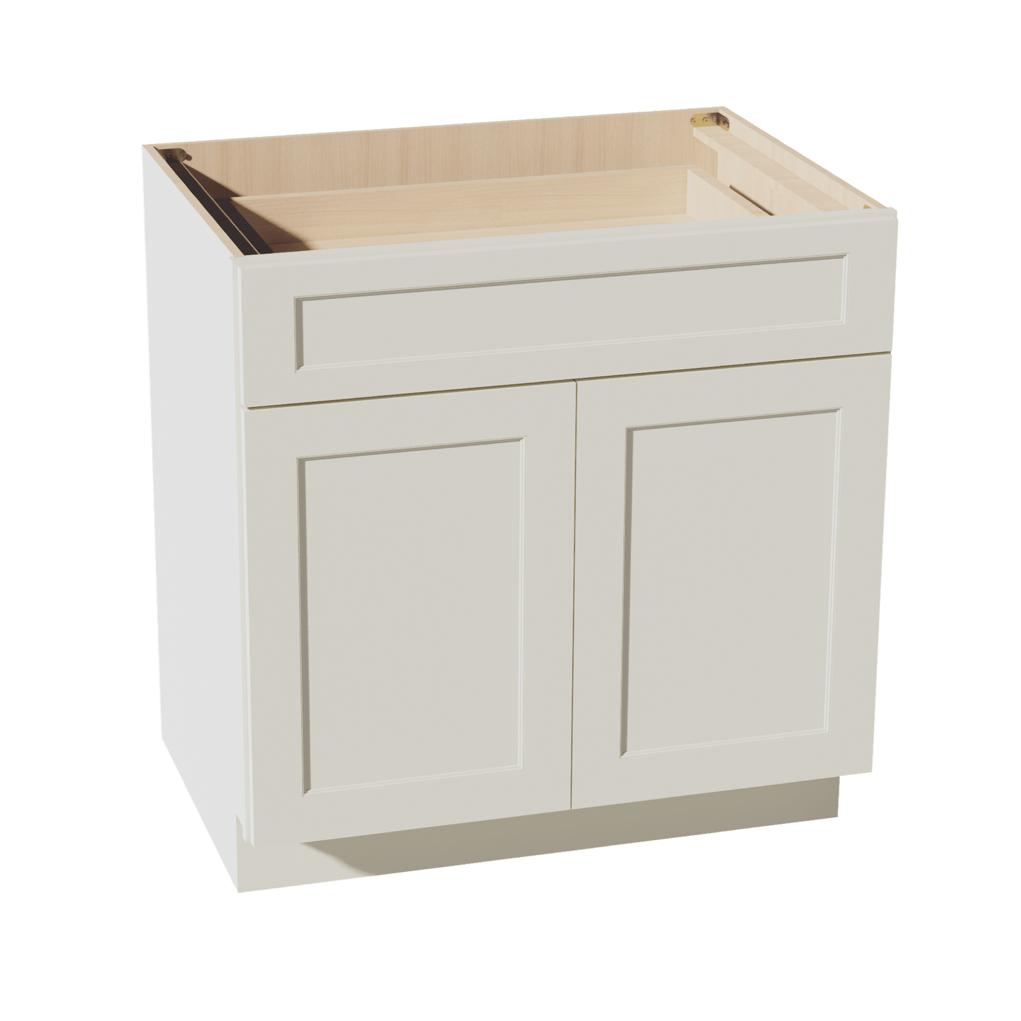 TW - B33: Creamy White Shaker 33" 1 Drawer 2 Doors Standard Base Cabinet - NextCabinets