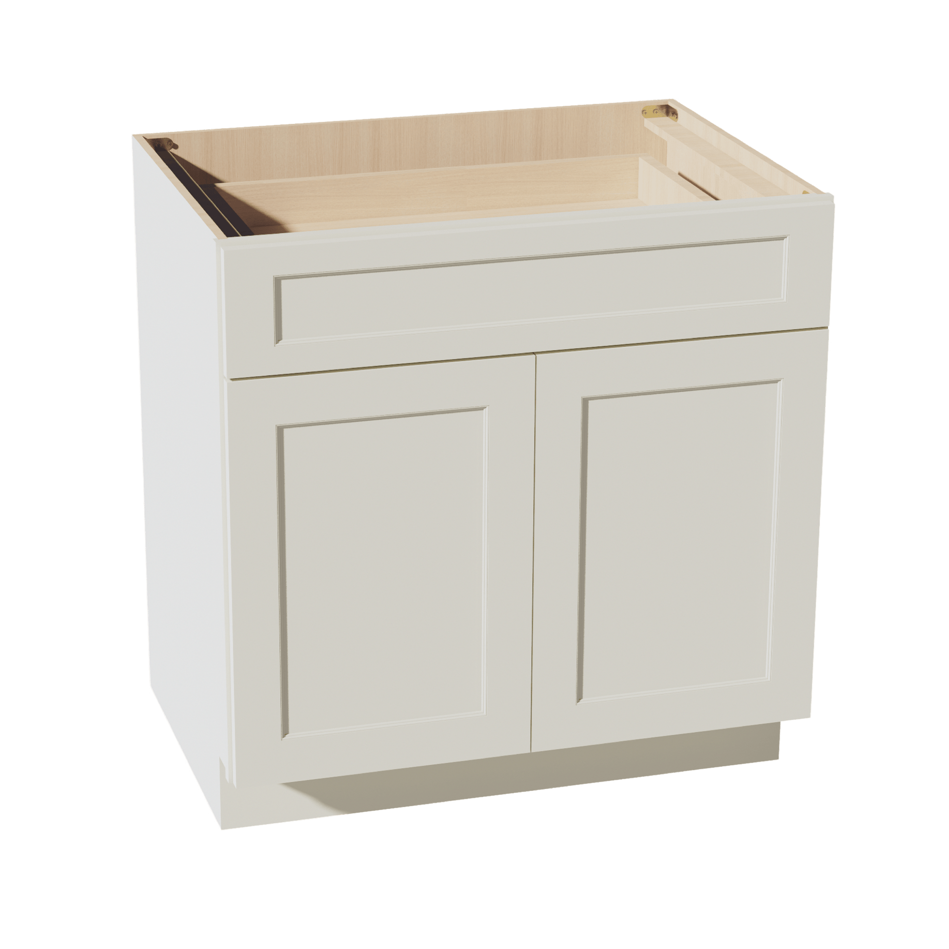 TW - B33: Creamy White Shaker 33" 1 Drawer 2 Doors Standard Base Cabinet - NextCabinets