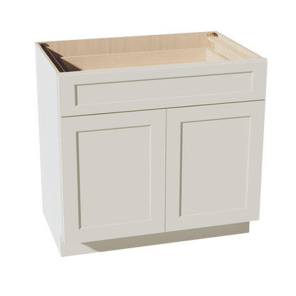 TW - B36: Creamy White Shaker 36" 1 Drawer 2 Doors Standard Base Cabinet - NextCabinets