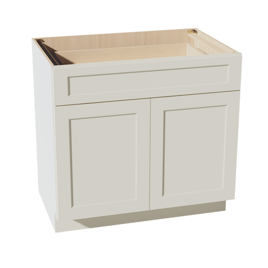 TW - B36: Creamy White Shaker 36" 1 Drawer 2 Doors Standard Base Cabinet - NextCabinets