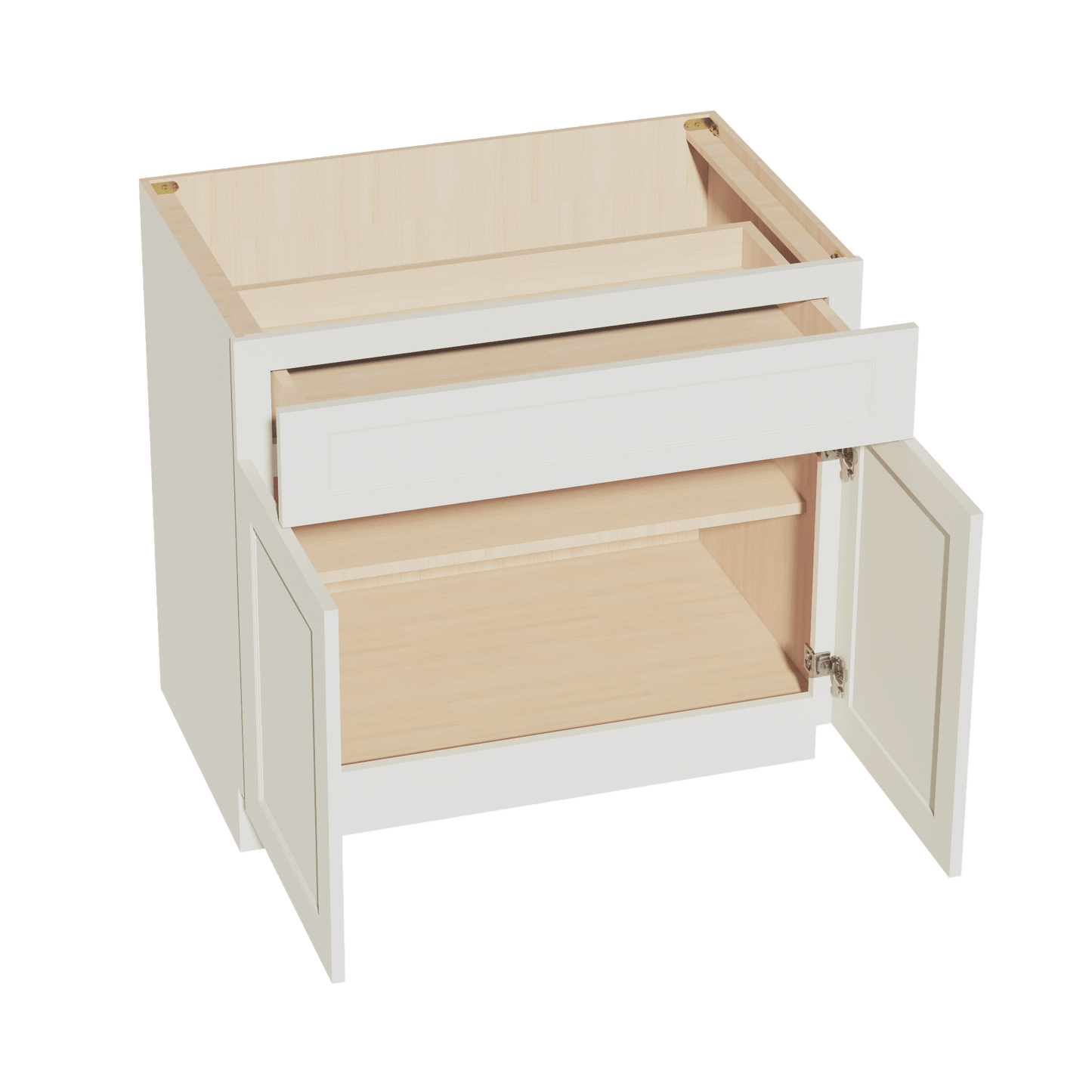 TW - B36: Creamy White Shaker 36" 1 Drawer 2 Doors Standard Base Cabinet - NextCabinets
