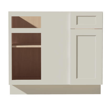TW - BBC39/42: Creamy White Shaker 39" 1 Door - 1 Drawer Blind Corner Base Cabinet - NextCabinets