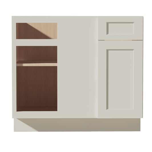 TW - BBC39/42: Creamy White Shaker 39" 1 Door - 1 Drawer Blind Corner Base Cabinet - NextCabinets