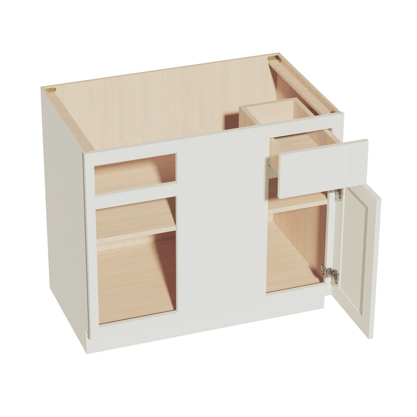 TW - BBC39/42: Creamy White Shaker 39" 1 Door - 1 Drawer Blind Corner Base Cabinet - NextCabinets