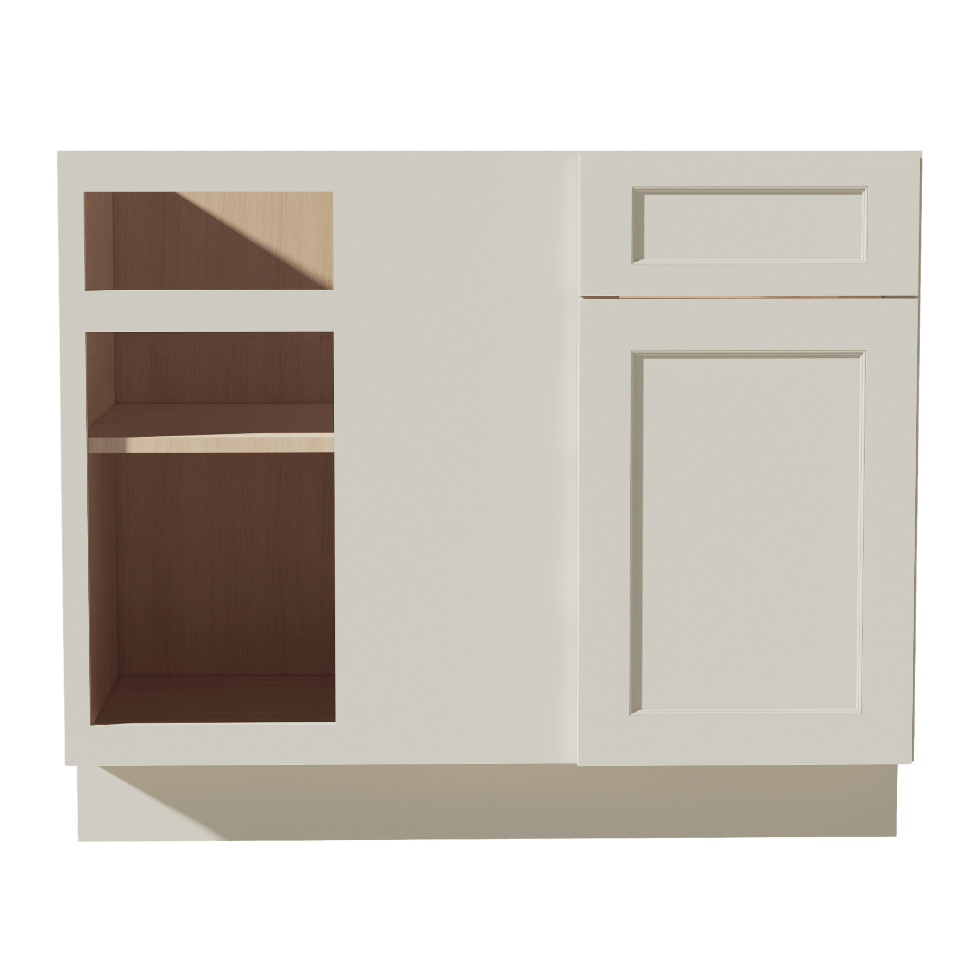 TW - BBC42/45: Creamy White Shaker 42" 1 Door - 1 Drawer Blind Corner Base Cabinets - NextCabinets