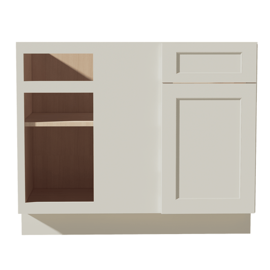 TW - BBC42/45: Creamy White Shaker 42" 1 Door - 1 Drawer Blind Corner Base Cabinets - NextCabinets