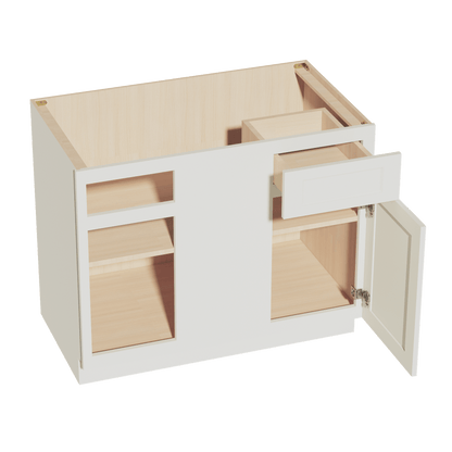 TW - BBC42/45: Creamy White Shaker 42" 1 Door - 1 Drawer Blind Corner Base Cabinets - NextCabinets