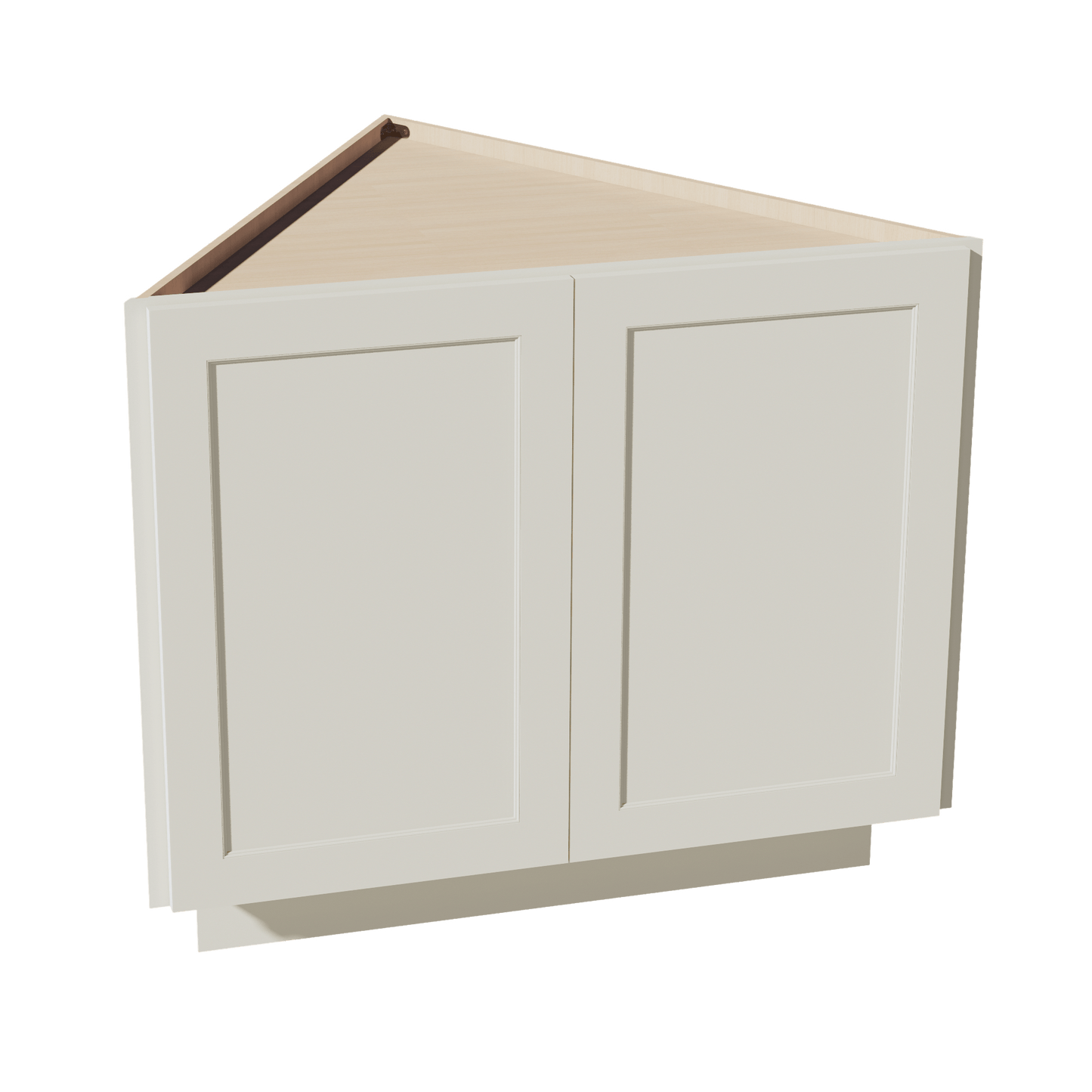 TW - BEC24: Creamy White Shaker 24" 2 Full Height Door Angled End Base Cabinets - NextCabinets