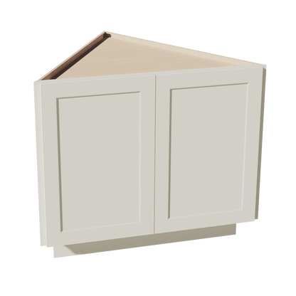 TW - BEC24: Creamy White Shaker 24" 2 Full Height Door Angled End Base Cabinets - NextCabinets