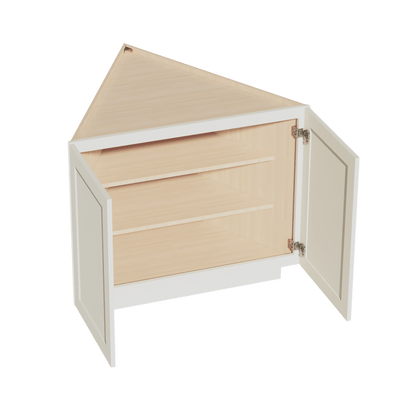 TW - BEC24: Creamy White Shaker 24" 2 Full Height Door Angled End Base Cabinets - NextCabinets